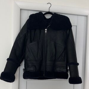100% Leather Jacket with faux fur lining